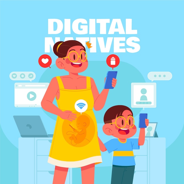 Free vector hand drawn digital natives illustration