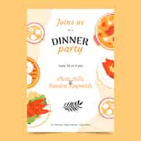 Free vector hand drawn dinner party invitation template