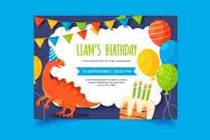 Free vector hand drawn dinosaur birthday invitation