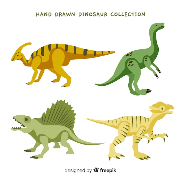 Collezione di dinosauri disegnati a mano