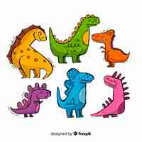 Free vector hand drawn dinosaur collection