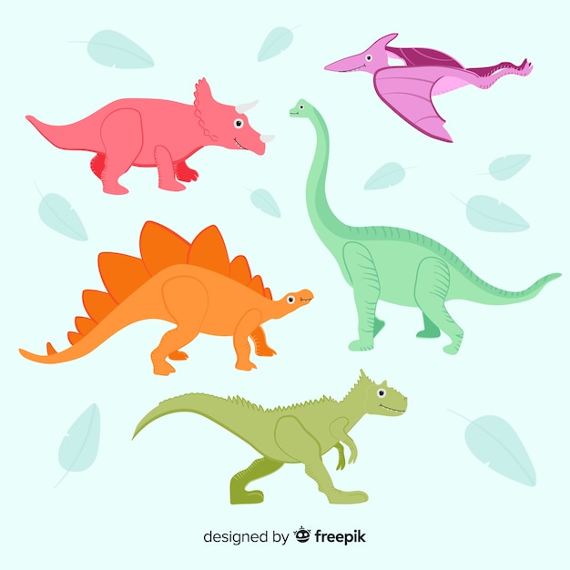 Free vector hand drawn dinosaur collection