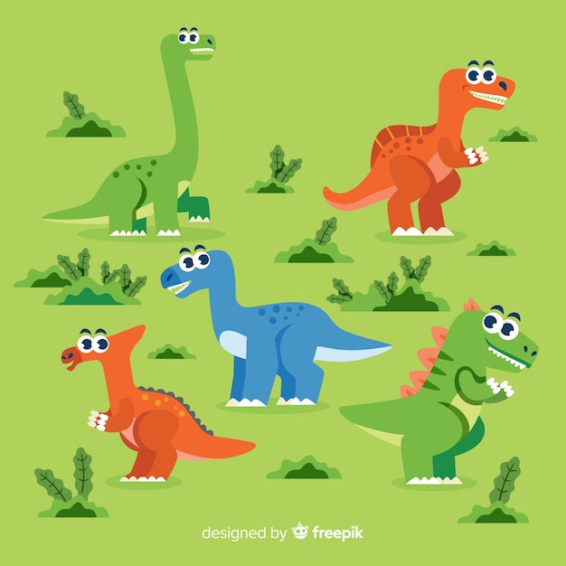 Free vector hand drawn dinosaur collection