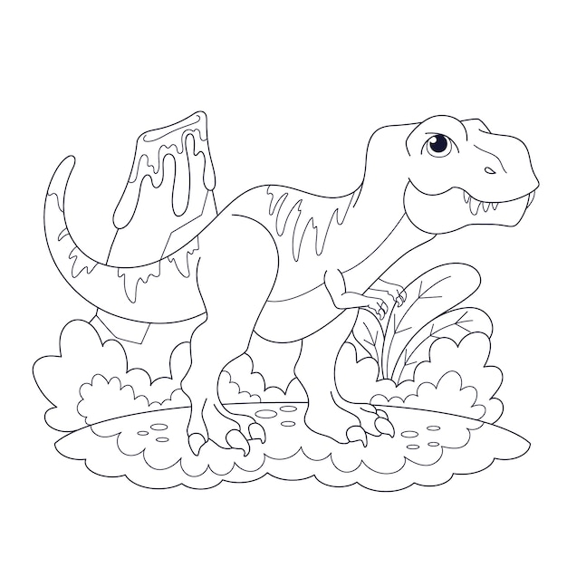 Hand drawn dinosaur coloring book illustration