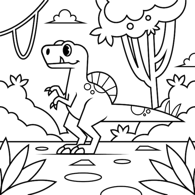 Free vector hand drawn dinosaur coloring book illustration