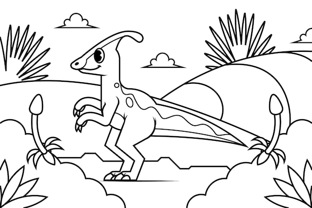 Free vector hand drawn dinosaur coloring book illustration