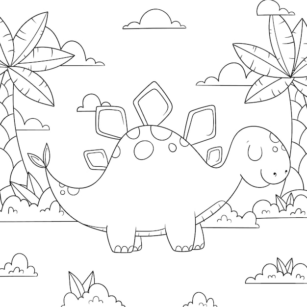 Free vector hand drawn dinosaur coloring book illustration