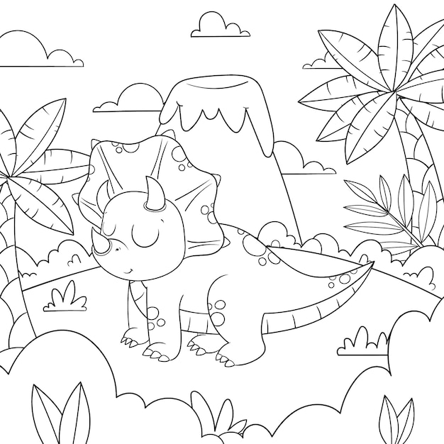 Free vector hand drawn dinosaur coloring book illustration