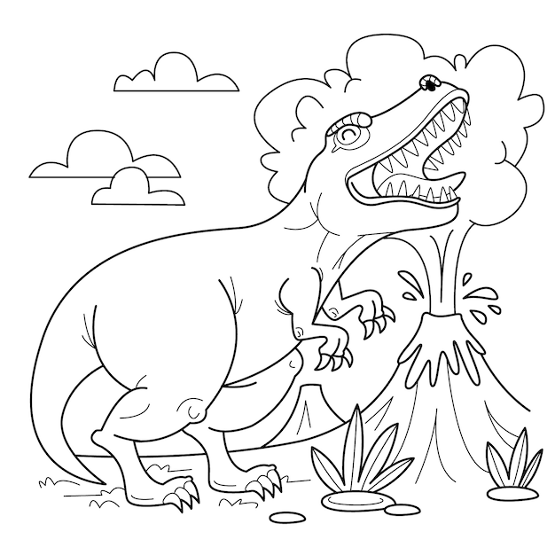 Free vector hand drawn dinosaur coloring book illustration