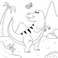 Free vector hand drawn dinosaur coloring book illustration