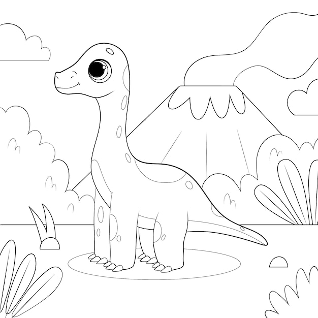 Free vector hand drawn dinosaur  coloring book illustration