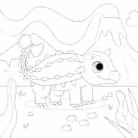 Free vector hand drawn dinosaur  coloring book illustration