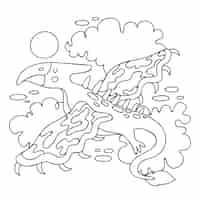 Free vector hand drawn dinosaur coloring book illustration