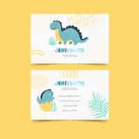 Free vector hand drawn dinosaur horizontal business cards