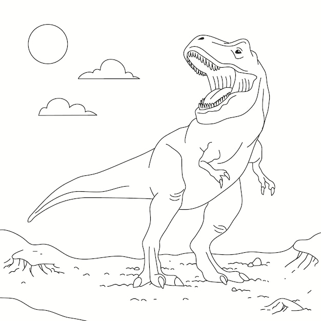 Hand drawn dinosaur  outline illustration