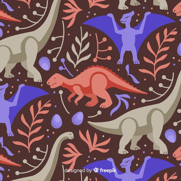 Free vector hand drawn dinosaur pattern