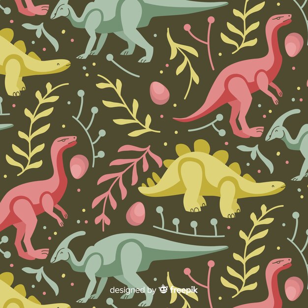 Hand drawn dinosaur pattern 