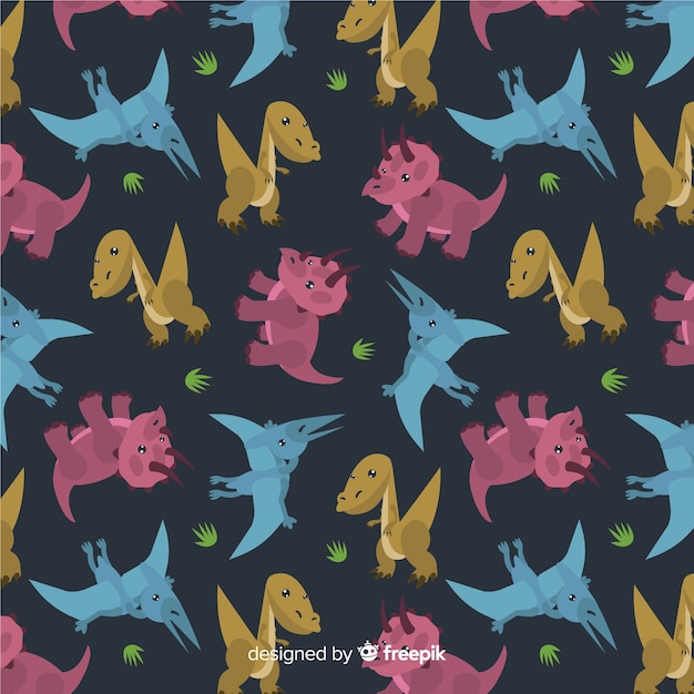 Hand drawn dinosaur pattern 