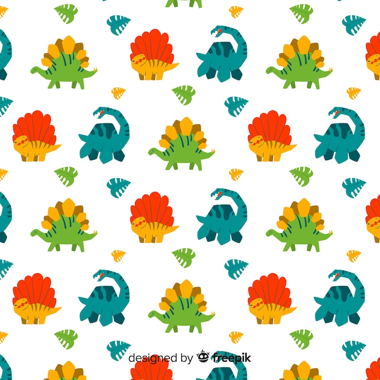 Free Vector hand drawn dinosaur pattern