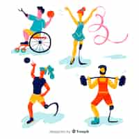 Free vector hand drawn disabled athlete collection