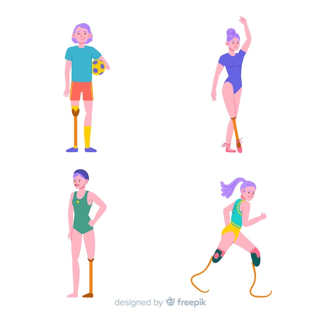 Hand drawn disabled athlete collection