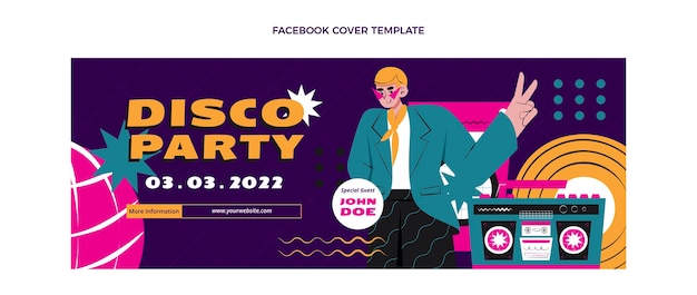 Hand drawn disco party facebook cover