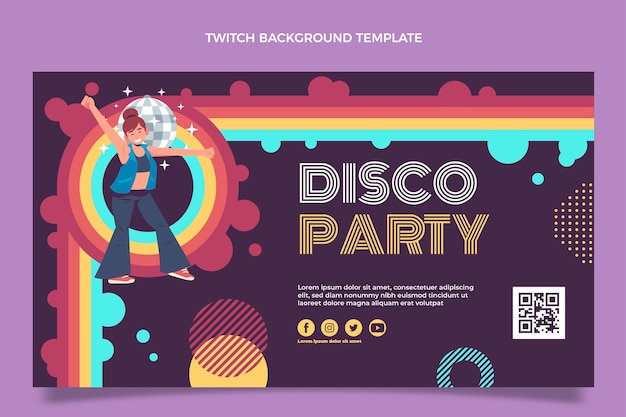 Free vector hand drawn disco party twitch background