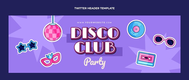 Hand drawn disco party twitter header