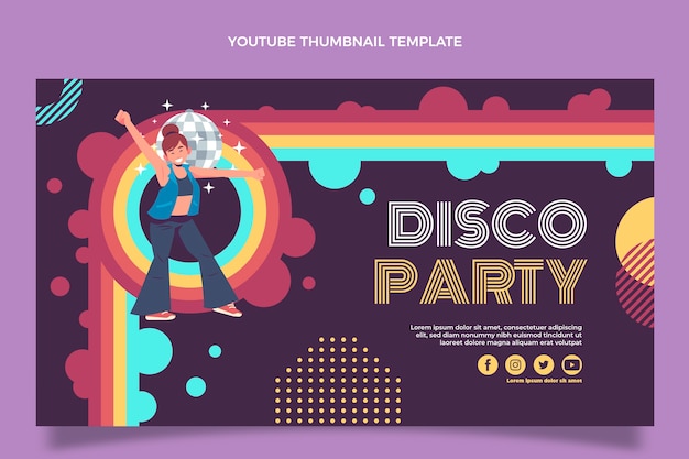 Hand drawn disco party youtube thumbnail with rainbow