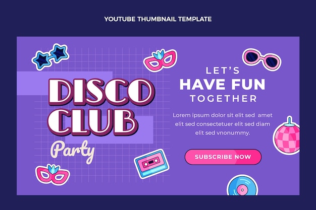 Vettore gratuito miniatura di youtube della festa in discoteca disegnata a mano