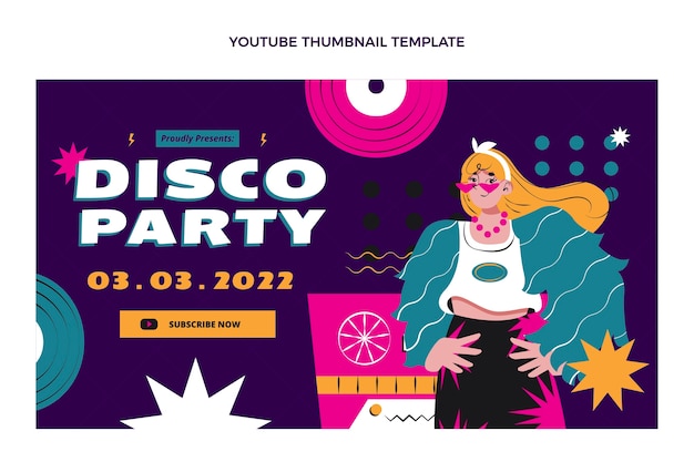 Hand drawn disco party youtube thumbnail