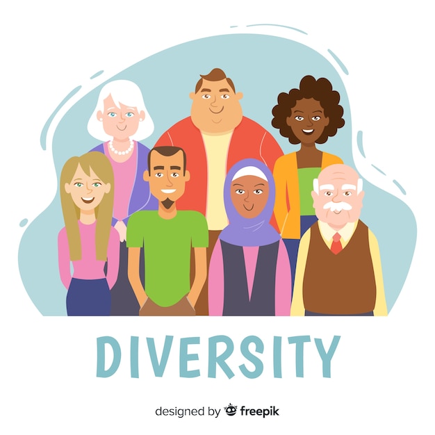 Fondo di concetto di diversità disegnato a mano