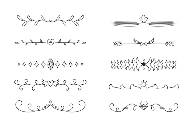 Free vector hand drawn dividers and frames for document decoration