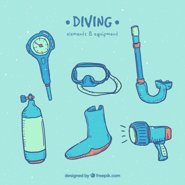 Free Vector hand drawn diving element collection