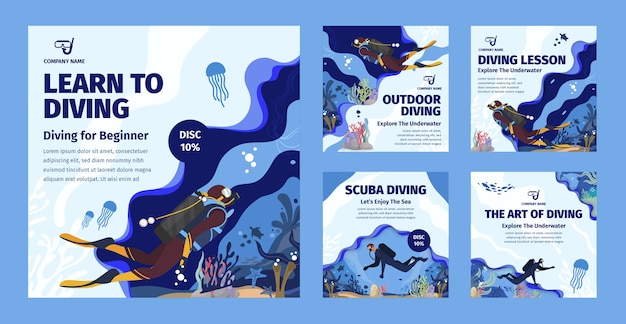 Free vector hand drawn diving instagram post