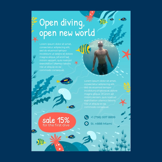 Free vector hand drawn diving  poster design