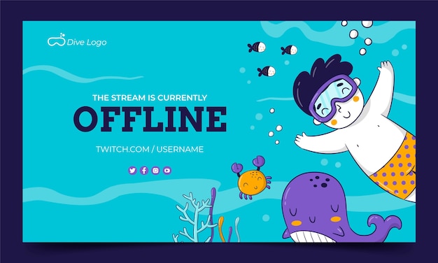 Free vector hand drawn diving twitch background