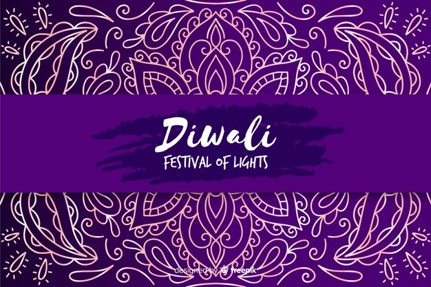 Hand drawn diwali background on violet shades