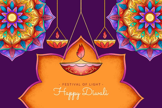 Free vector hand drawn diwali background