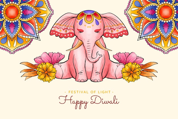 Hand-drawn Diwali Background – Free Vector Download