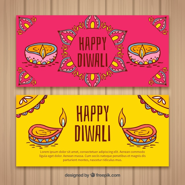 Hand drawn diwali banners