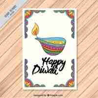 Free vector hand-drawn diwali brochure of colored ornamental candle