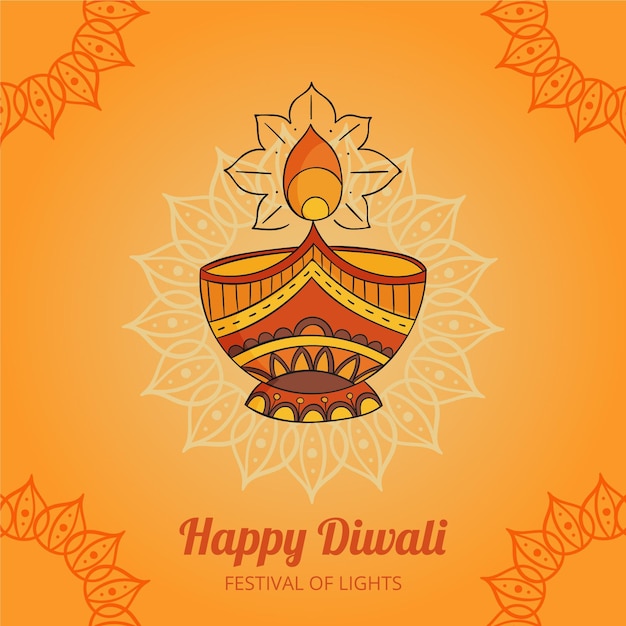 Concetto di diwali disegnato a mano