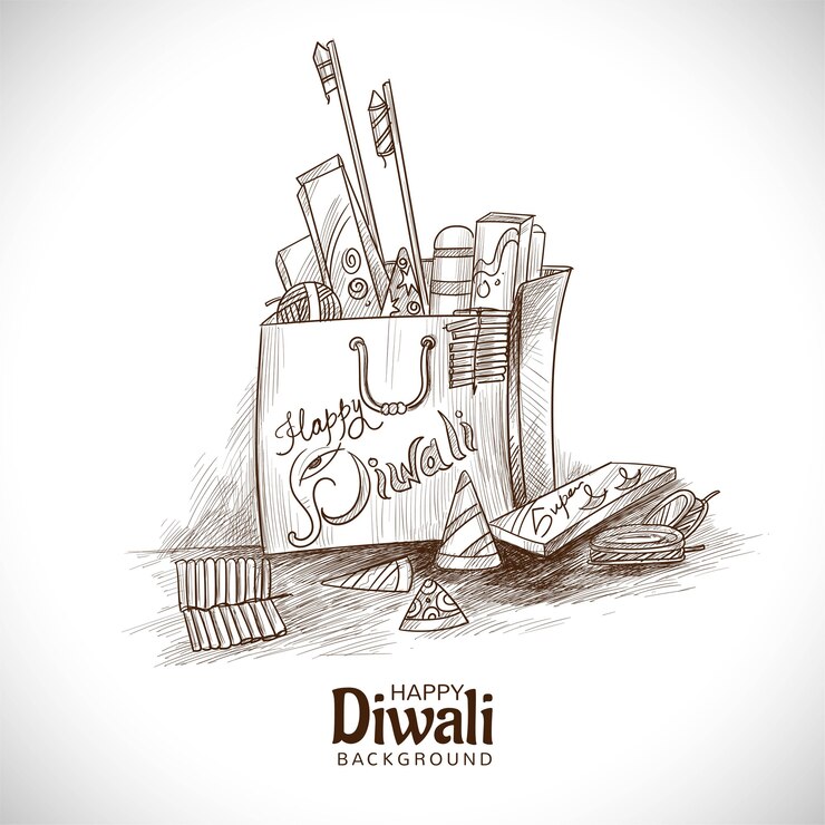 मुफ़्त वेक्टर hand drawn diwali crackers sketch