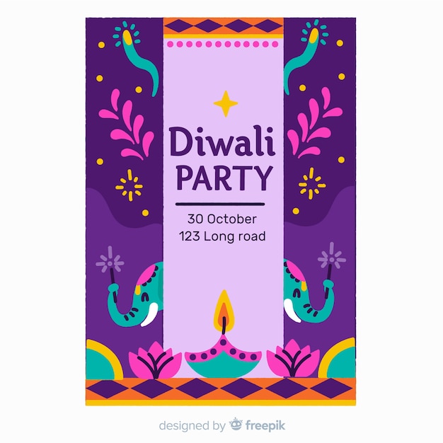 Free vector hand drawn diwali sale poster template