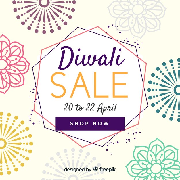 Hand drawn diwali sale poster