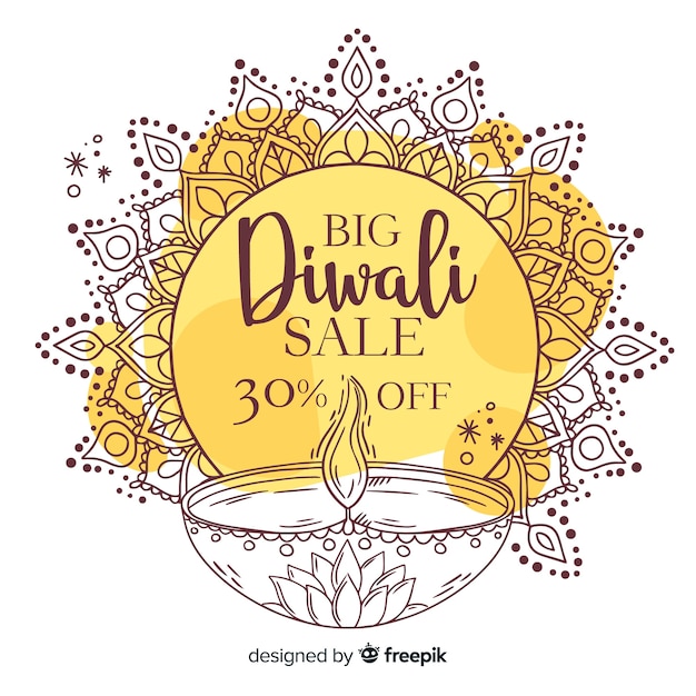 Free Vector hand drawn diwali sale