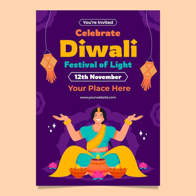 Hand drawn diwali template design