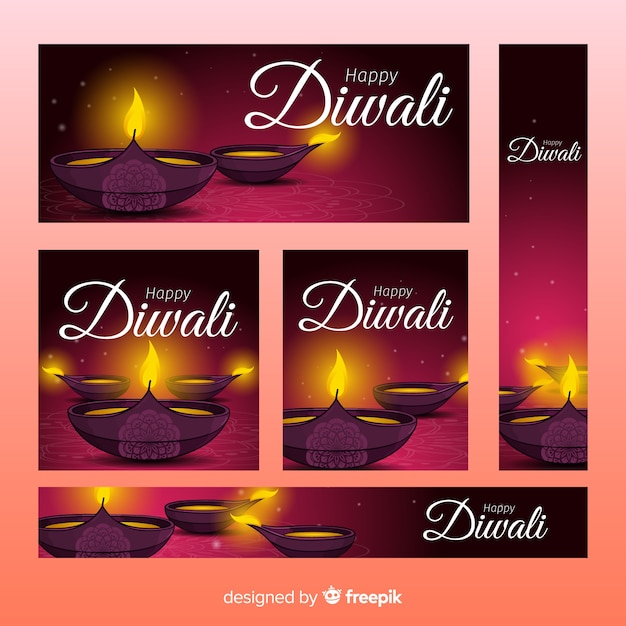 Banner web di diwali disegnati a mano