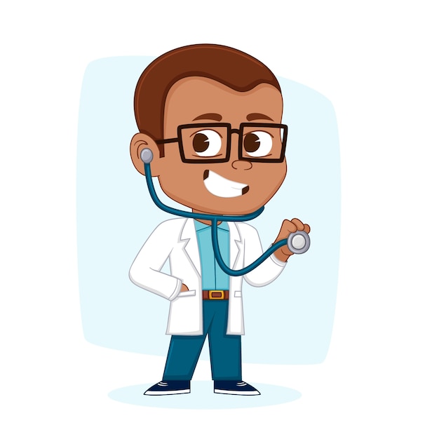 Free vector hand drawn doctor cartoon illustration